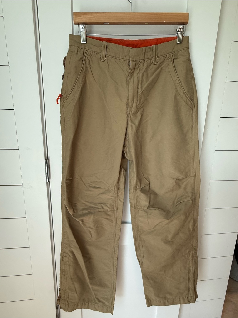 Vintage Y2K Gap Parachute Utility Pants Tan Orange Lining 30x32